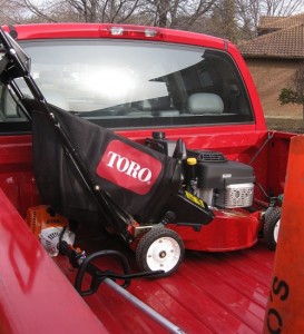 Niko's lawn maintenance truck and residential grass cut equipment